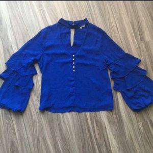 WAYF Ruffled Blue Top